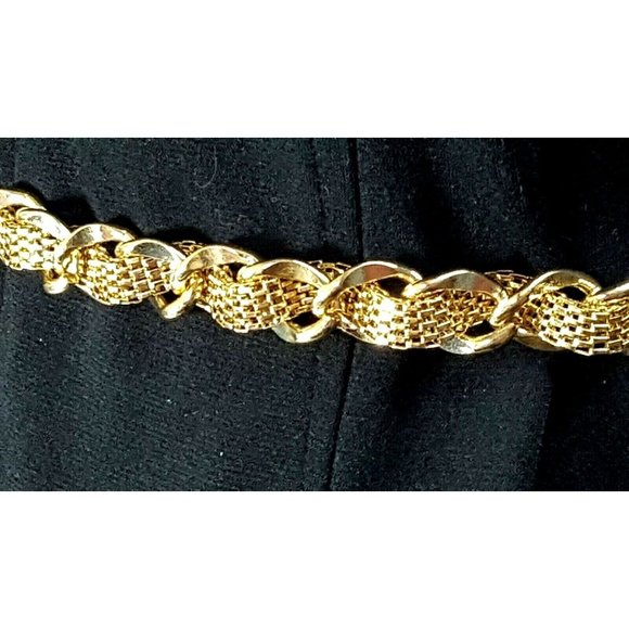 Gold Tone Link/Mesh entwined Chain Belt cb-71 - Picture 1 of 5